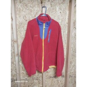 Vintage Sequel Fleece Jacket Pink Blue Yellow XL Mens Made In USA